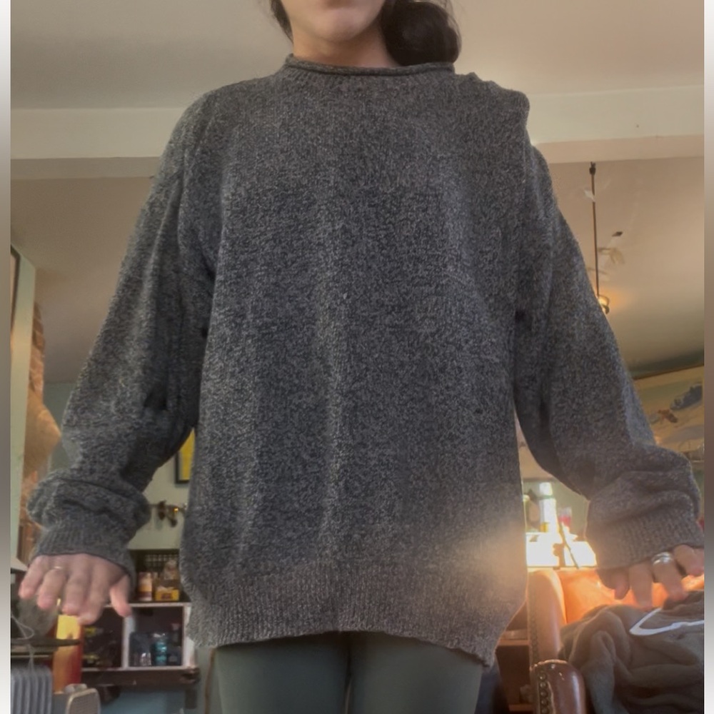 Charcoal tan zig zag threaded Crewneck Sweater